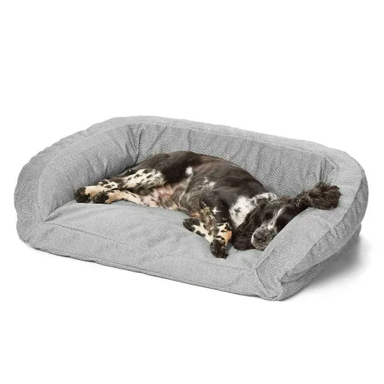 Orvis Comfortfill-Eco Beds|Toughchew® Comfortfill-Eco Bolster Dog Bed Grey Tweed