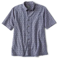 Orvis Shirts|Upstream Fish Print Short-Sleeved Shirt Blue