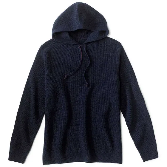 Orvis Sweaters|Waffle Hood Pullover Navy