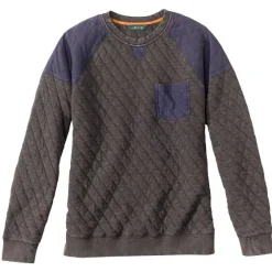 Orvis Sweatshirts|Washed Quilted Colorblock Crewneck Sweatshirt Medium Gray