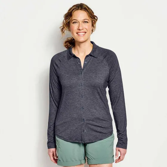 Orvis Shirts|Women'S Dricast Long-Sleeved Button-Front True Navy