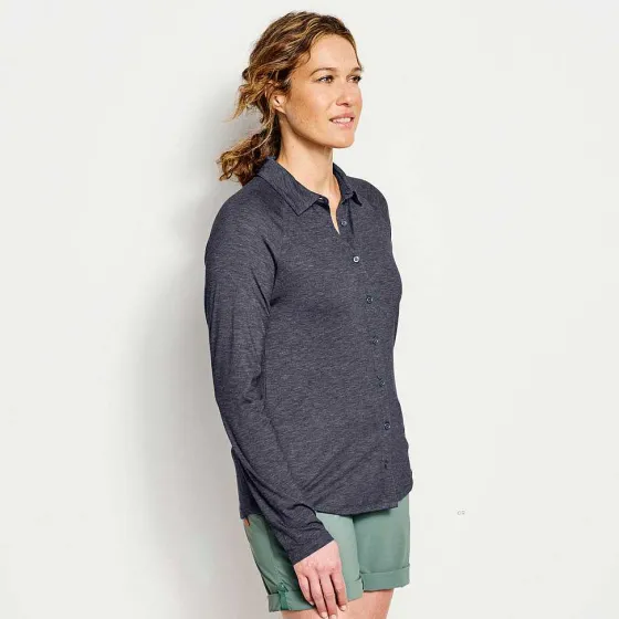 Orvis Shirts|Women'S Dricast Long-Sleeved Button-Front True Navy