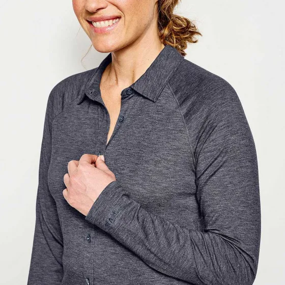 Orvis Shirts|Women'S Dricast Long-Sleeved Button-Front True Navy