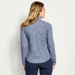 Orvis Shirts|Women'S Dricast Quarter-Zip Dusty Blue Dot Swirl