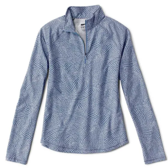 Orvis Shirts|Women'S Dricast Quarter-Zip Dusty Blue Dot Swirl