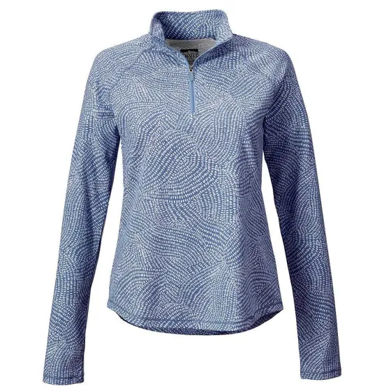 Orvis Shirts|Women'S Dricast Quarter-Zip Dusty Blue Dot Swirl