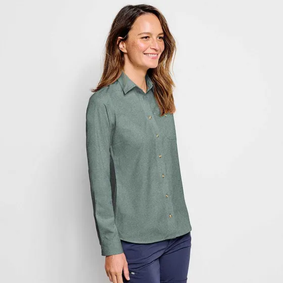 Orvis Shirts|Women'S Long-Sleeved Tech Chambray Work Shirt Forest
