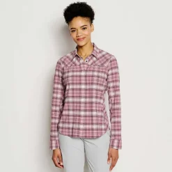 Orvis Shirts|Women'S Pro Stretch Long-Sleeved Shirt Lilac Plaid