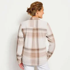 Orvis Shirts|Women'S Snowy River Brushed Knit Long-Sleeved Shirt Feather Plaid