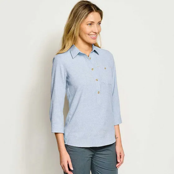 Orvis Shirts|Women'S Tech Chambray Popover Blue Fog
