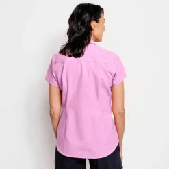 Orvis Shirts|Women'S Tech Chambray Short-Sleeved Work Shirt Pink Lemonade