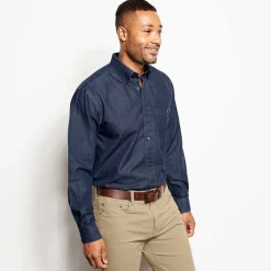 Orvis Shirts|Wrinkle-Free Pure Cotton Denim Shirt Washed Indigo